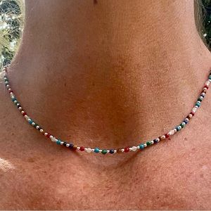 Healer necklace - 2mm sterling silver and semi precious stone beads